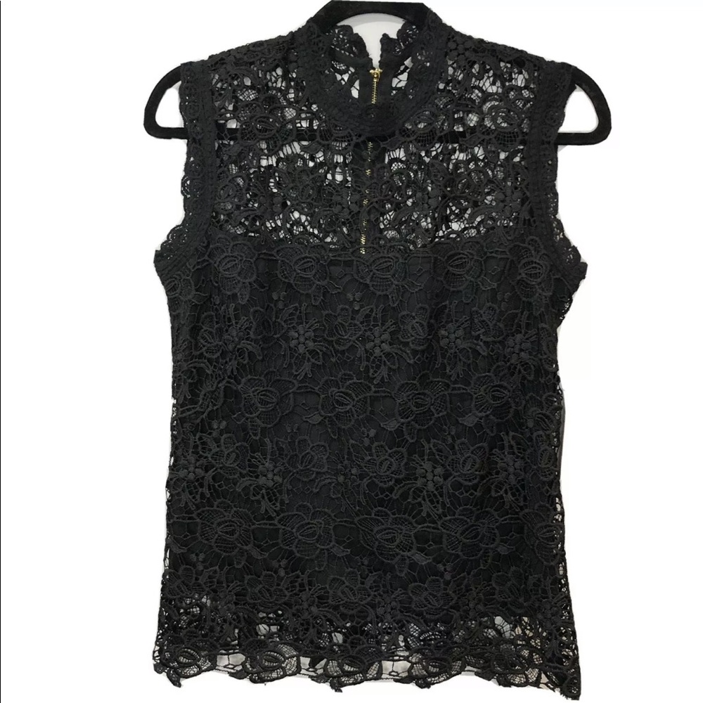 NWT Nanette Lepore Black Crochet Lace Top small